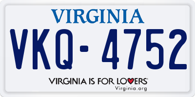 VA license plate VKQ4752