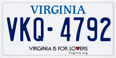 VA license plate VKQ4792