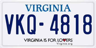 VA license plate VKQ4818