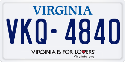 VA license plate VKQ4840