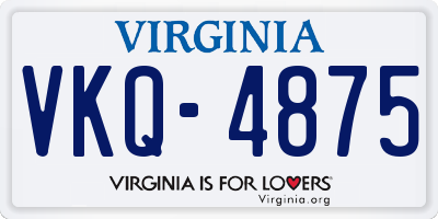 VA license plate VKQ4875