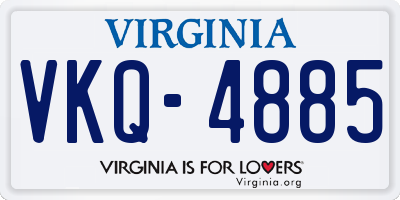 VA license plate VKQ4885
