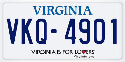 VA license plate VKQ4901