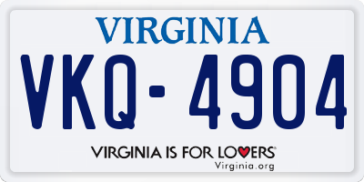VA license plate VKQ4904