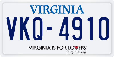 VA license plate VKQ4910