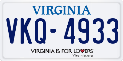 VA license plate VKQ4933