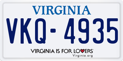 VA license plate VKQ4935