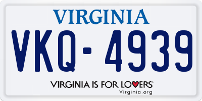 VA license plate VKQ4939