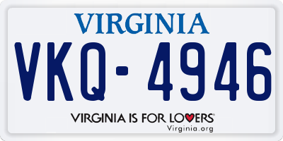 VA license plate VKQ4946