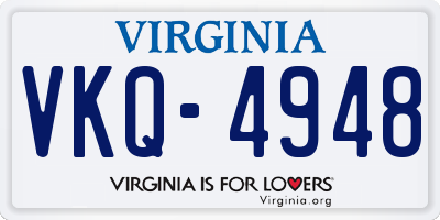 VA license plate VKQ4948