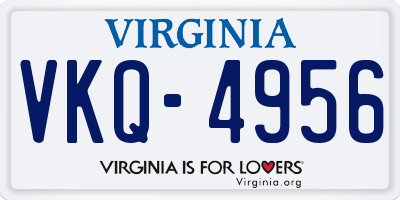 VA license plate VKQ4956