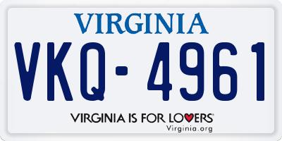 VA license plate VKQ4961