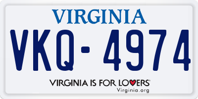 VA license plate VKQ4974