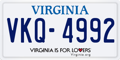 VA license plate VKQ4992