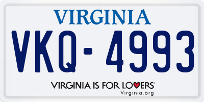 VA license plate VKQ4993