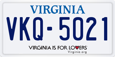 VA license plate VKQ5021