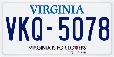 VA license plate VKQ5078