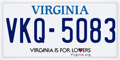 VA license plate VKQ5083