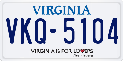 VA license plate VKQ5104