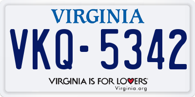 VA license plate VKQ5342