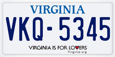 VA license plate VKQ5345