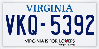 VA license plate VKQ5392