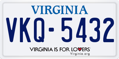 VA license plate VKQ5432
