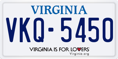 VA license plate VKQ5450