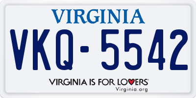 VA license plate VKQ5542