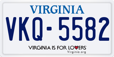 VA license plate VKQ5582