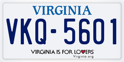 VA license plate VKQ5601