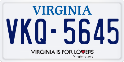 VA license plate VKQ5645