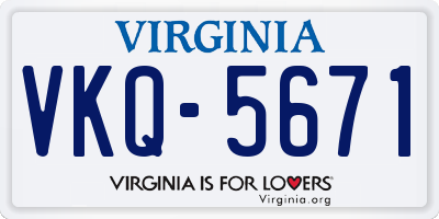 VA license plate VKQ5671