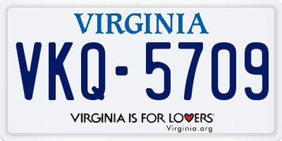 VA license plate VKQ5709