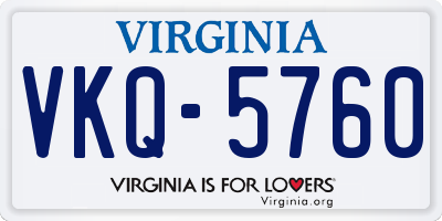 VA license plate VKQ5760