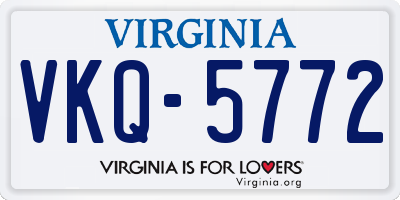 VA license plate VKQ5772