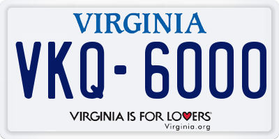 VA license plate VKQ6000