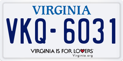 VA license plate VKQ6031