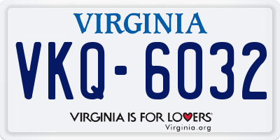 VA license plate VKQ6032