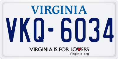 VA license plate VKQ6034