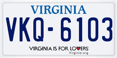 VA license plate VKQ6103