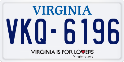 VA license plate VKQ6196