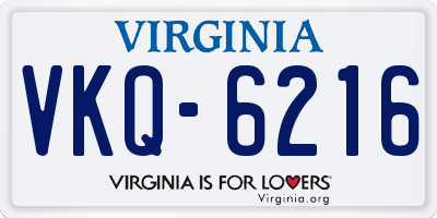 VA license plate VKQ6216