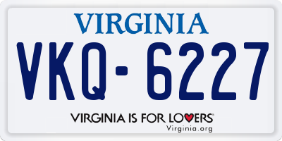 VA license plate VKQ6227