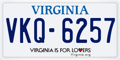VA license plate VKQ6257