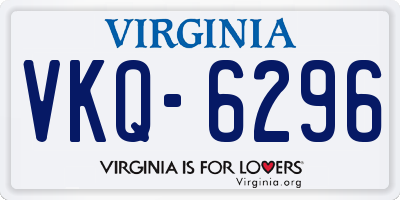VA license plate VKQ6296
