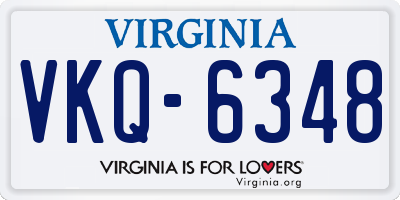 VA license plate VKQ6348