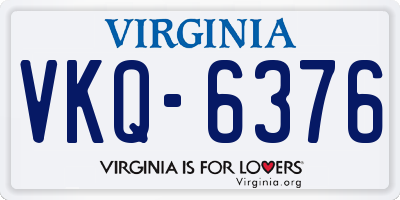 VA license plate VKQ6376