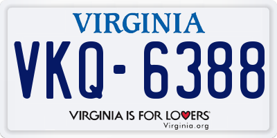 VA license plate VKQ6388