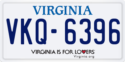 VA license plate VKQ6396